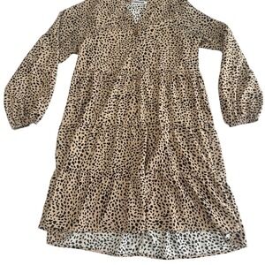 Temofon Long Sleeve Dress | Woman Size Small‎ | Cheetah Print Flowy Rayon